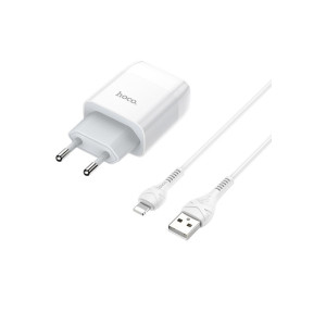Set încărcător C73A 2xUSB + cablu Lightning, 1m, alb фото