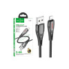 Cablu de date și încărcare (U133), USB-A la Lightning, 2.4A, împletit, 1.2m, gri