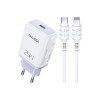 Incarcator retea 25W PD, Fast charge Kakusiga, TypeC to Lightning, Alb