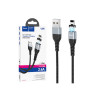 Cablu magnetic USB-A la Lightning pentru încărcare și sincronizare date, 2.4A, 1.2m, U96 Traveller, negru