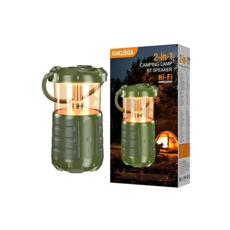 Boxa Portabila (KSC-1117), Wireless BT 5.3, Camping, LED tip felinar, 15W, 3600mAh, Verde