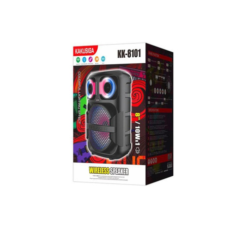 Boxă portabilă (8101), Wireless BT 5.2, 10W, 1800mAh, Afișaj LED, Lumină ambientală, Negru