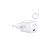 Încărcător JR-TCF02, USB-C, 20W, alb cu cablu USB-C de 1 m