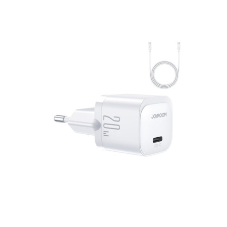 Încărcător JR-TCF02, USB-C, 20W, alb cu cablu USB-C de 1 m