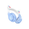 Căști tip ureche de pisică, W42, Bluetooth 5.3, iluminare în 7 culori, supraauriculare, 400mAh, albastre