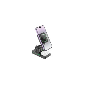 Stand de încărcare wireless (CQ10), 15W, telefon/căști/ceas 3 în 1, încărcare rapidă, pliabil, NEGRU фото