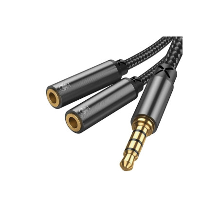 Adaptor Splitter Jack Aux 3.5mm (Mascul) - 2x3.5mm Mini Jack (Mamă), 20cm, Negru