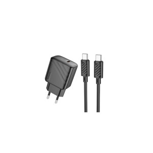Incarcator Retea + Cablu USB-C (CS22A), 1m, PD30W, 1xUSB-C, QC/FCP/AFC, Negru фото