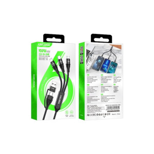 Cablu Date si Incarcare (KSC-989), USB-A / USB-C la Lightning / MicroUSB / USB-C, PD100W, QC3.0 фото