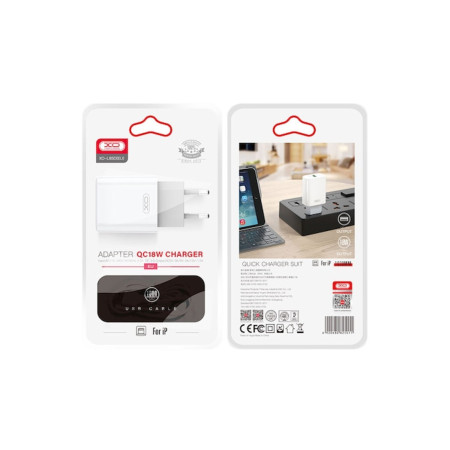 Încărcător de rețea (L85D) + cablu Lightning, 18W, 1xUSB-A, QC 3.0, alb