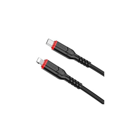 Cablu de încărcare USB-C la Lightning X59 Victory 20W, 2M, Textil, Negru
