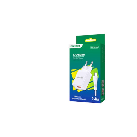Incarcator retea si cablu de date Type-C 2.4A, 1M, Alb