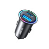 Încărcător auto mini 60W USB-A QC3.0 USB-C PD Negru
