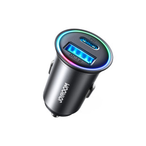 Încărcător auto mini 60W USB-A QC3.0 USB-C PD Negru фото