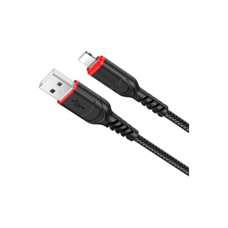 Cablu de date și încărcare HOCO, X59 Victory, USB la Lightning, 1m, 2.4A, Negru