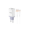 Incarcator Retea (KSC-370) + Cablu USB-C, 18W, 1xUSB-A, QC 3.0, Alb