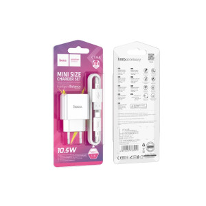 Incarcator Retea (C106A) + Cablu USB-C, 10.5W, 2.1A, 1xUSB-A, QC 3.0, Alb фото