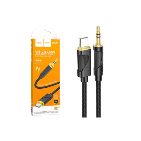 Cablu Audio UPA30, USB-C la Jack 3.5mm, Lungime 1m, Silicon, Negru