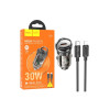 Încărcător auto + cablu Lightning (Z53), 30W, 1xUSB-C, PD, inel de tragere, NEGRU