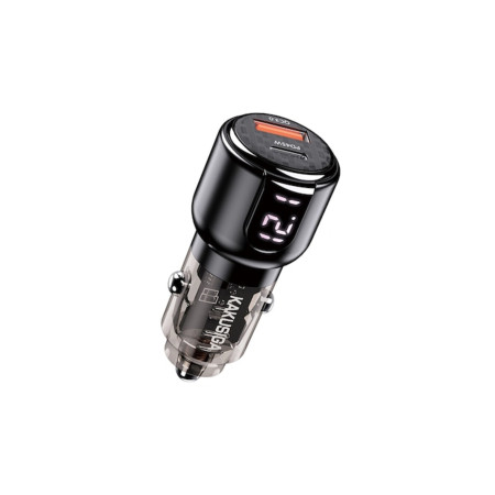 Încărcător auto Kakusiga KSC-1174 cu încărcare rapidă, 75W PD, cu porturi duble și cablu Lightning - Negru