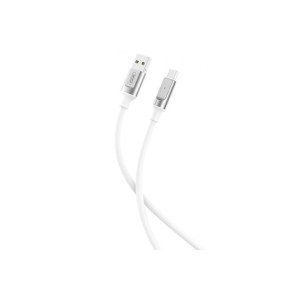 Cablu de date și încărcare metalic NB251 USB-A la USB-C 6A, 1 m, alb фото