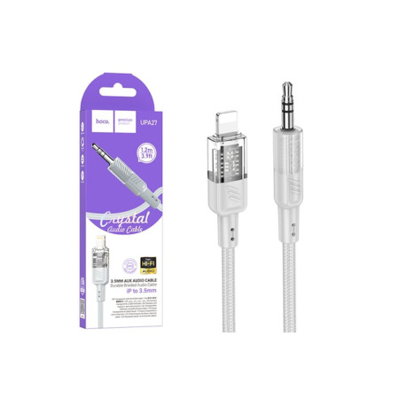 Cablu audio (UPA27), Lightning la mufă de 3,5 mm (M) - 1,2 m, Gri/Transparent