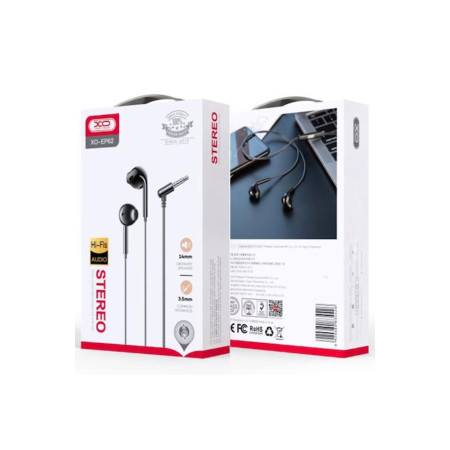 Casti cu fir (EP62), In Ear, 3.5mm, 1.2m, Buton microfon și volum, HiFi, Negru