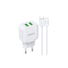 Incarcator Retea KSC-414 10W 2.4A 2xUSB-A cu cablu tip Lightning, Alb