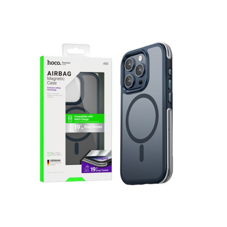 Husa (AS5) Gri mat / Albastra pentru iPhone 15 - cu MagSafe, Magnet & GripEdge
