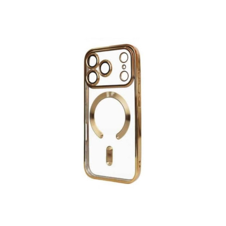 Husa pentru iPhone 17 Pro, MagCase, TPU Clear, rama GOLD