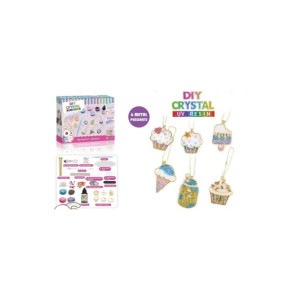 Set DIY creativ cu 6 pandantive metalice, rășină UV, culori și sclipici, lanț auriu, temă deșert фото