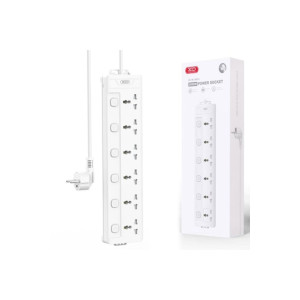 Prelungitor electric (WL18) 6AC cu întrerupător independent, White фото