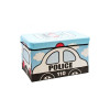 Cutie de depozitare pentru copii, cufăr și taburet pentru jucării, mașină de poliție, albastră, 48x28x30 cm