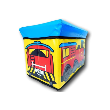 Cutie de depozitare pentru copii, jucării și alte obiecte, formă de tren, roșu și galben, 48x28x30 cm