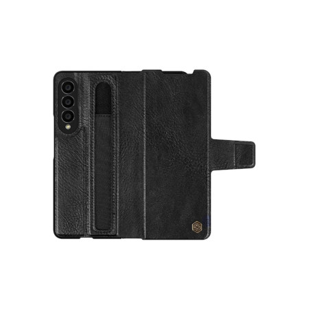 Husă pentru Galaxy Z Fold 4, Aoge, piele ecologică, neagră