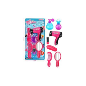 Set de joacă pentru frizerie cu uscător de păr, pieptene, oglindă și accesorii 35x16 cm фото