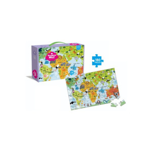 Puzzle educativ cu hartă a lumii, 180 de piese pentru copii, 29x23x6 cm Puzzle educativ cu hartă a lumii, 180 de piese pentru copii, 29x23x6 cm фото