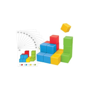 Cuburi – set de constructie cu 24 de blocuri, joc educativ cu provocari si carduri pentru copii фото