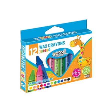 Creioane cerate jumbo S-cool, set de 12 culori