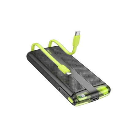 Baterie externă cu cabluri integrate, J127A, Type-C + Lightning, 10.000 mAh, neagră