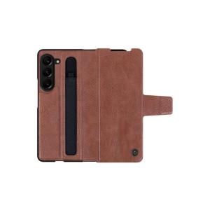 Husa pentru Samsung Galaxy Z Fold 4, Aoge, Piele Ecologica, Maro фото