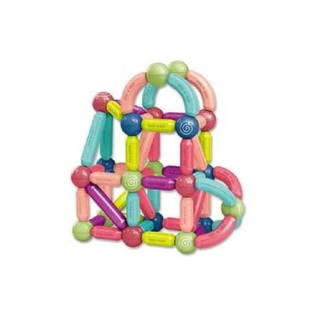 Set de construcții magnetic pentru copii – 66 de piese, multicolor, 28 x 5 x 22 cm