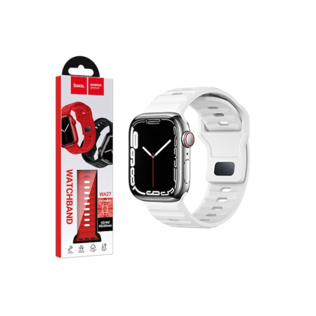 Curea din silicon (WA27) pentru iWatch, mărime universală (42/44/45/49 mm) - curea flexibilă, în trepte, albă