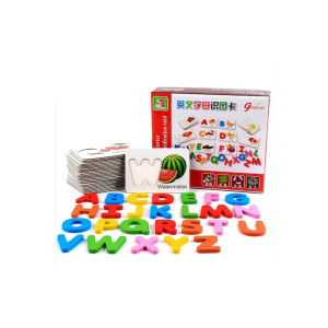 Puzzle din lemn Montessori, set educativ pentru copii, legume si litere фото