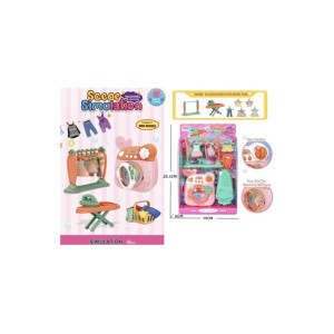 Set de joacă pentru copii: mașină de spălat, uscător, masă de călcat și accesorii - 29x8x19 cm фото