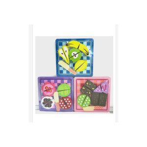 Set 3 Puzzle 3D din lemn, Feliere Fructe, Legume, Alimente, 27 piese фото