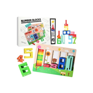 Tabla Educativa Montessori: Placa cu Numere din Lemn pentru Echilibru si Invatare, 36 x 26 cm фото