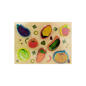 Puzzle 3D Legume din lemn - Joc educativ pentru copii, 6 piese, 20×20 cm фото