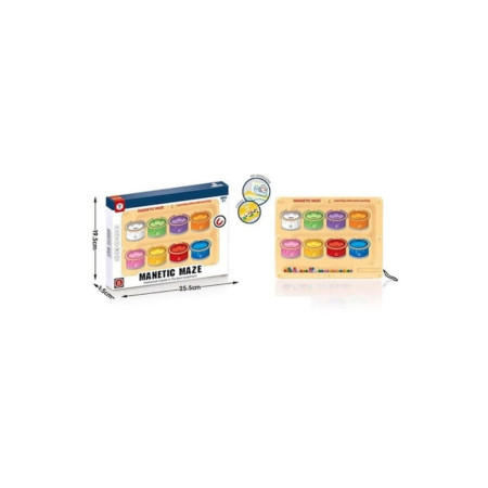 Joc magnetic de sortare pentru copii - sortator cu bile cu 8 compartimente 20x2x26 cm