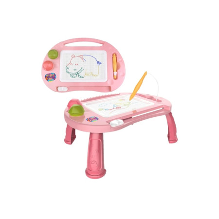 Tablă de desen magnetică cu masă, pentru copii, 40×29 cm, roz